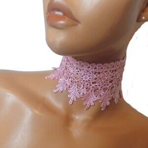 Pink Lace Choker, Prom Choker, Bridesmaid Choker, Necklaces, Sexy Lace Choker